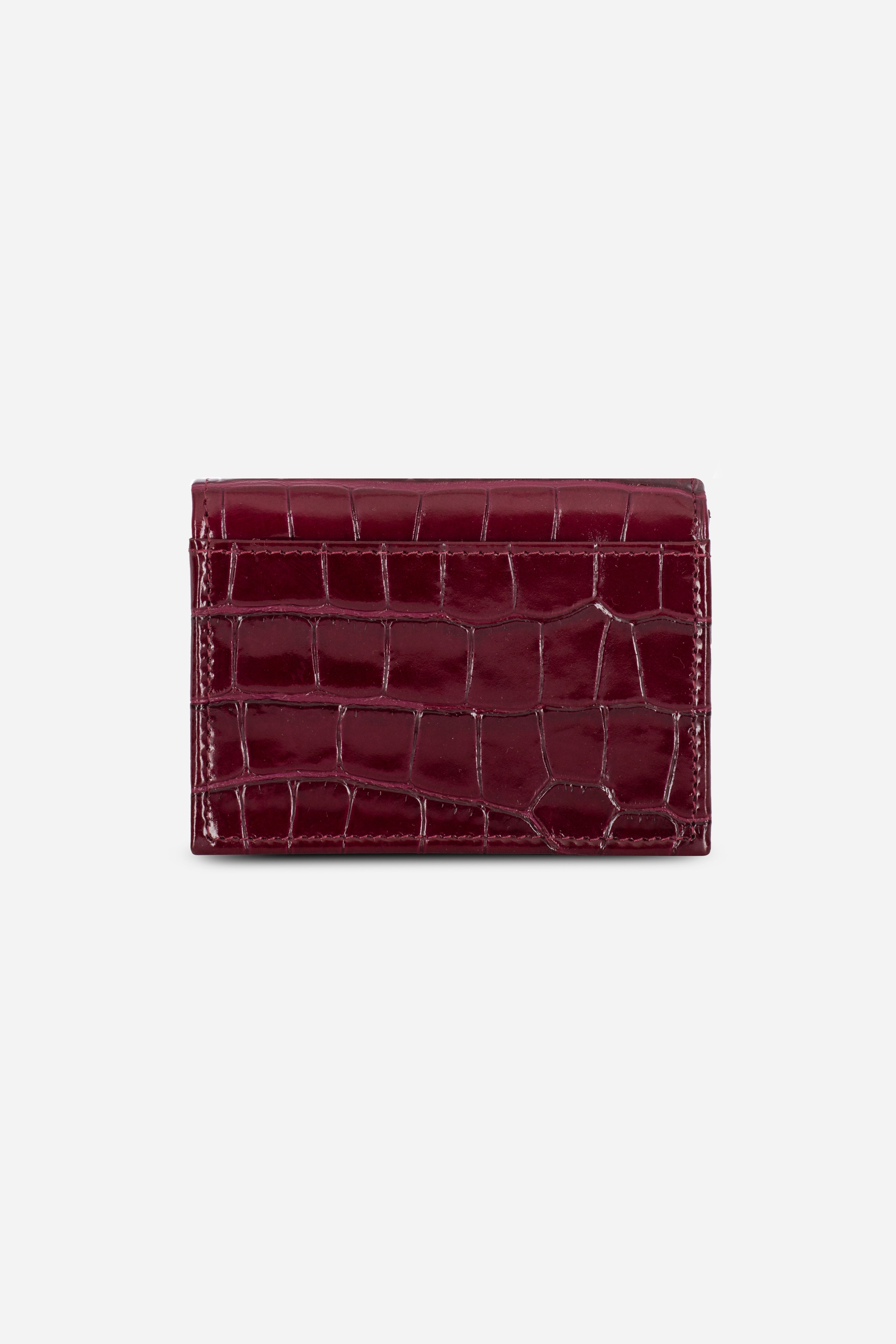 Rilu Lily burgundy croco print chain micro bag back view