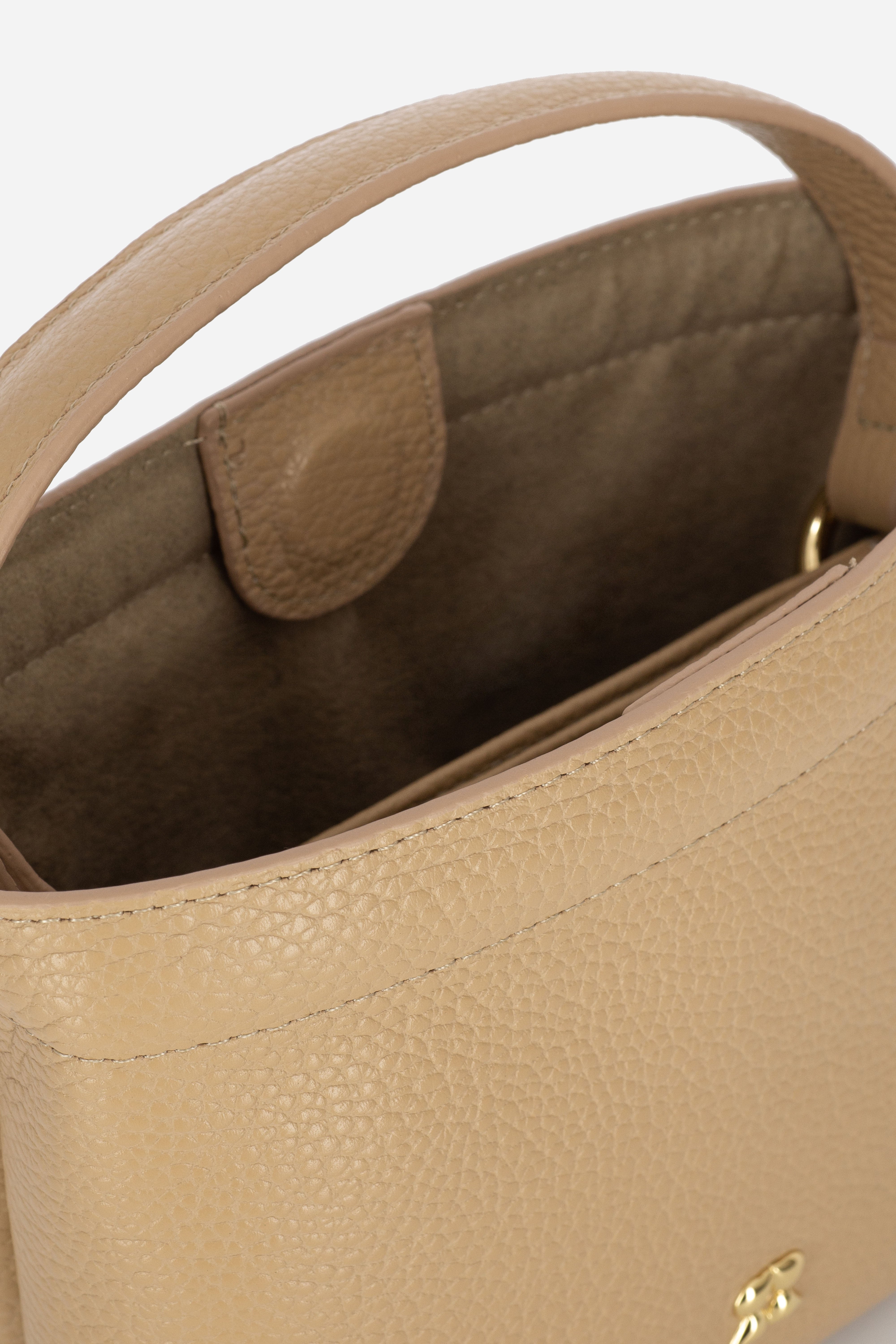 Rilu LouLou sand leather crossbody bag close-up of soft leather texture