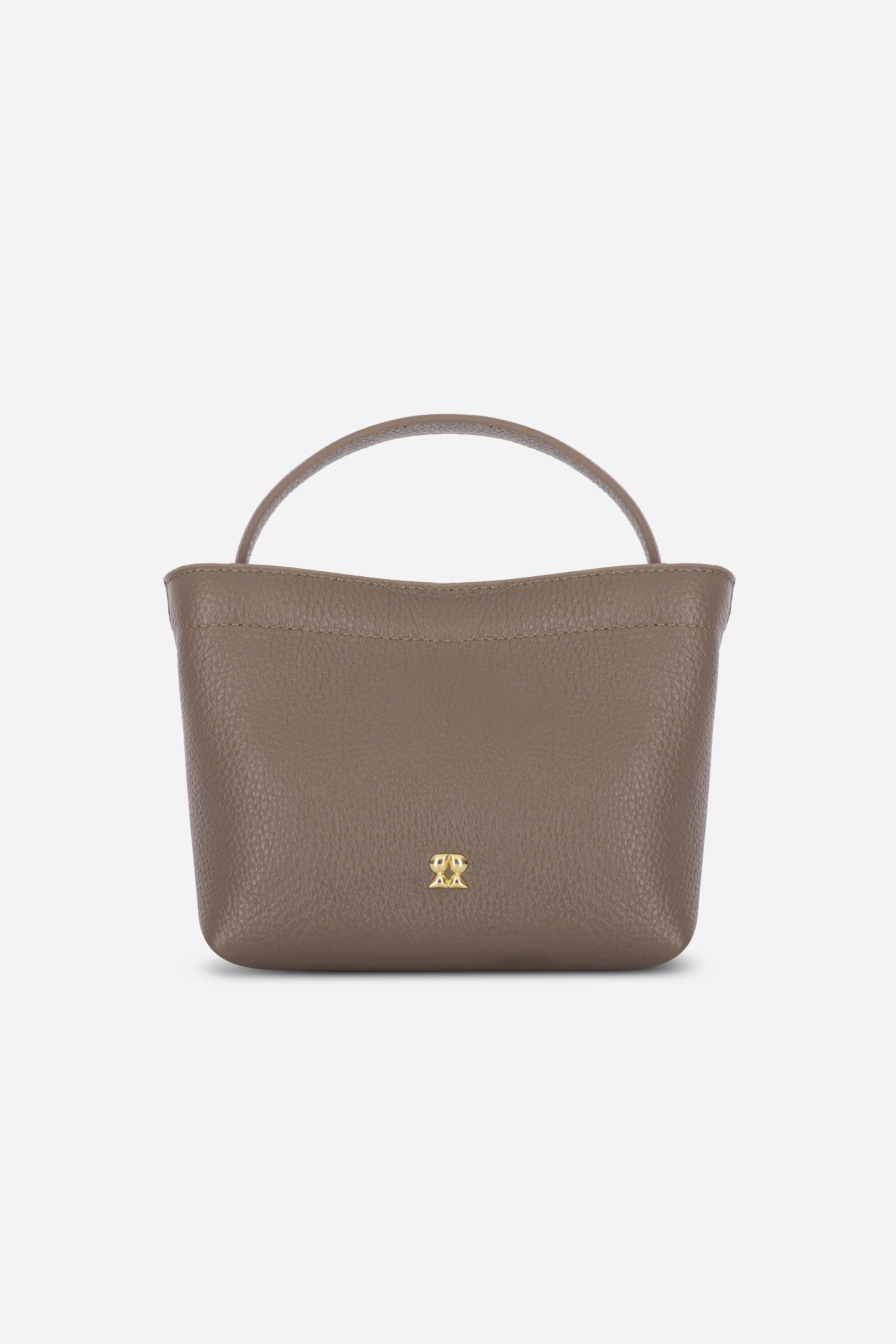 Rilu LouLou taupe leather crossbody bag front view