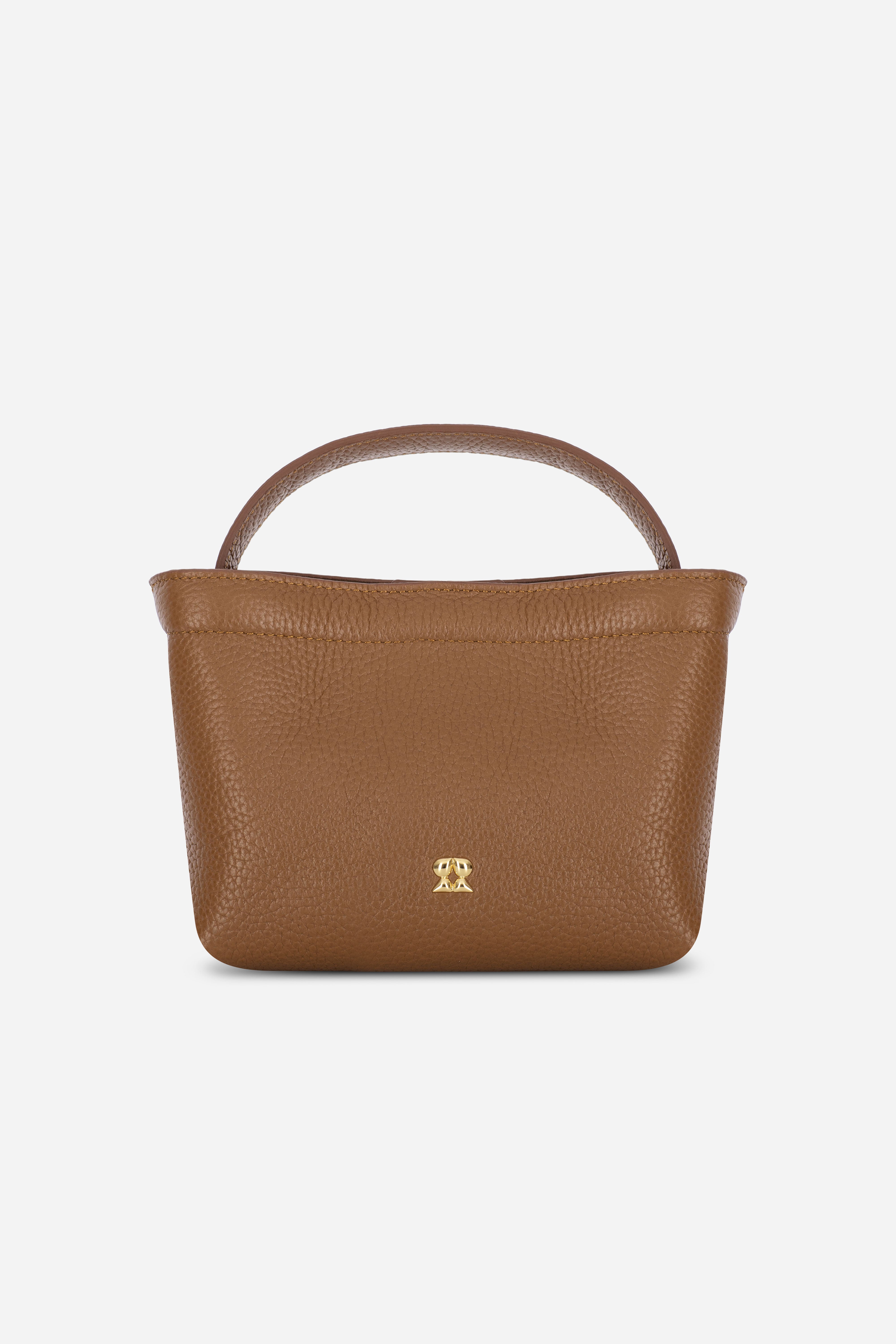 Rilu LouLou toffee leather crossbody bag front view