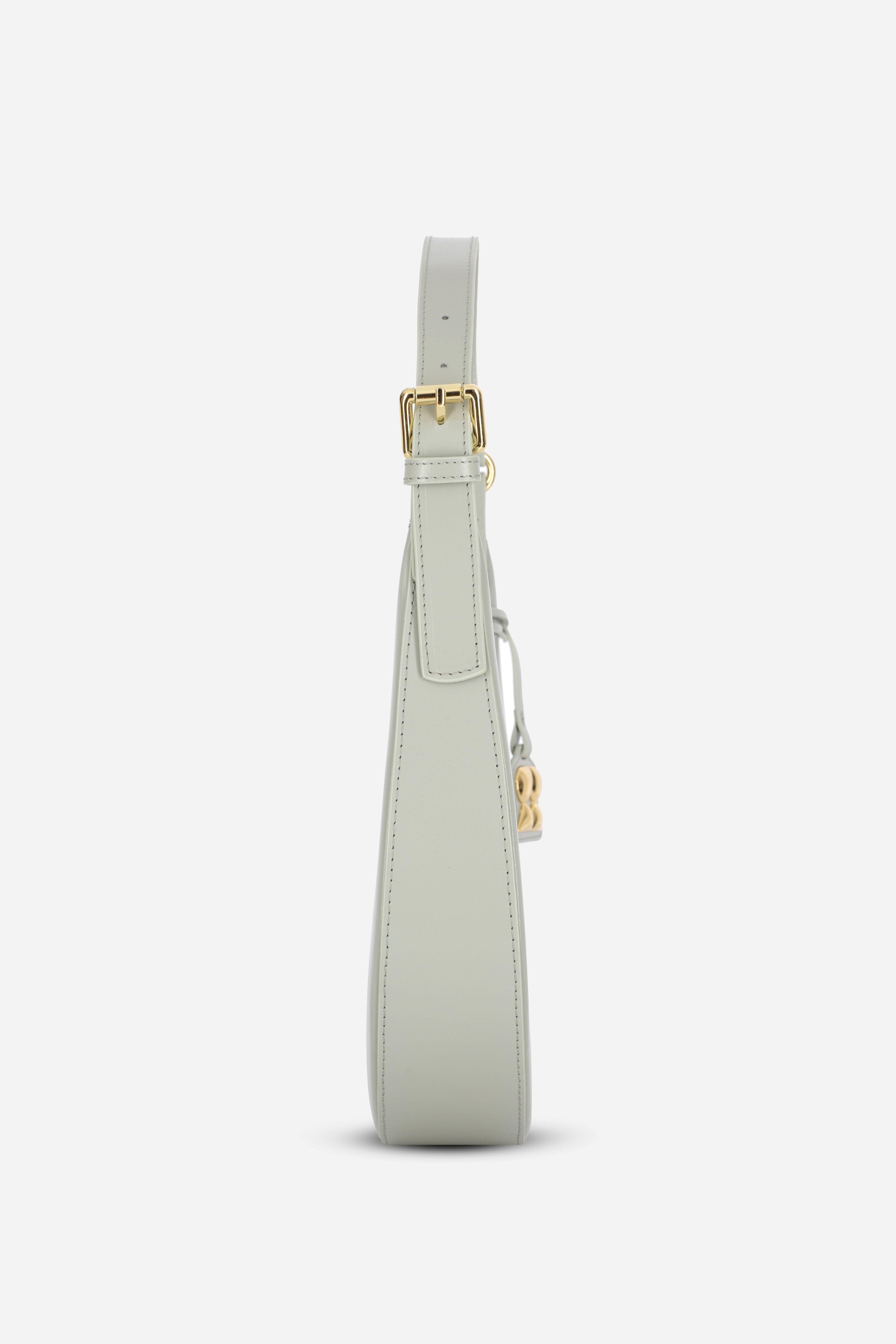 Rilu Luna chalk leather shoulder bag side profile showing smooth curve