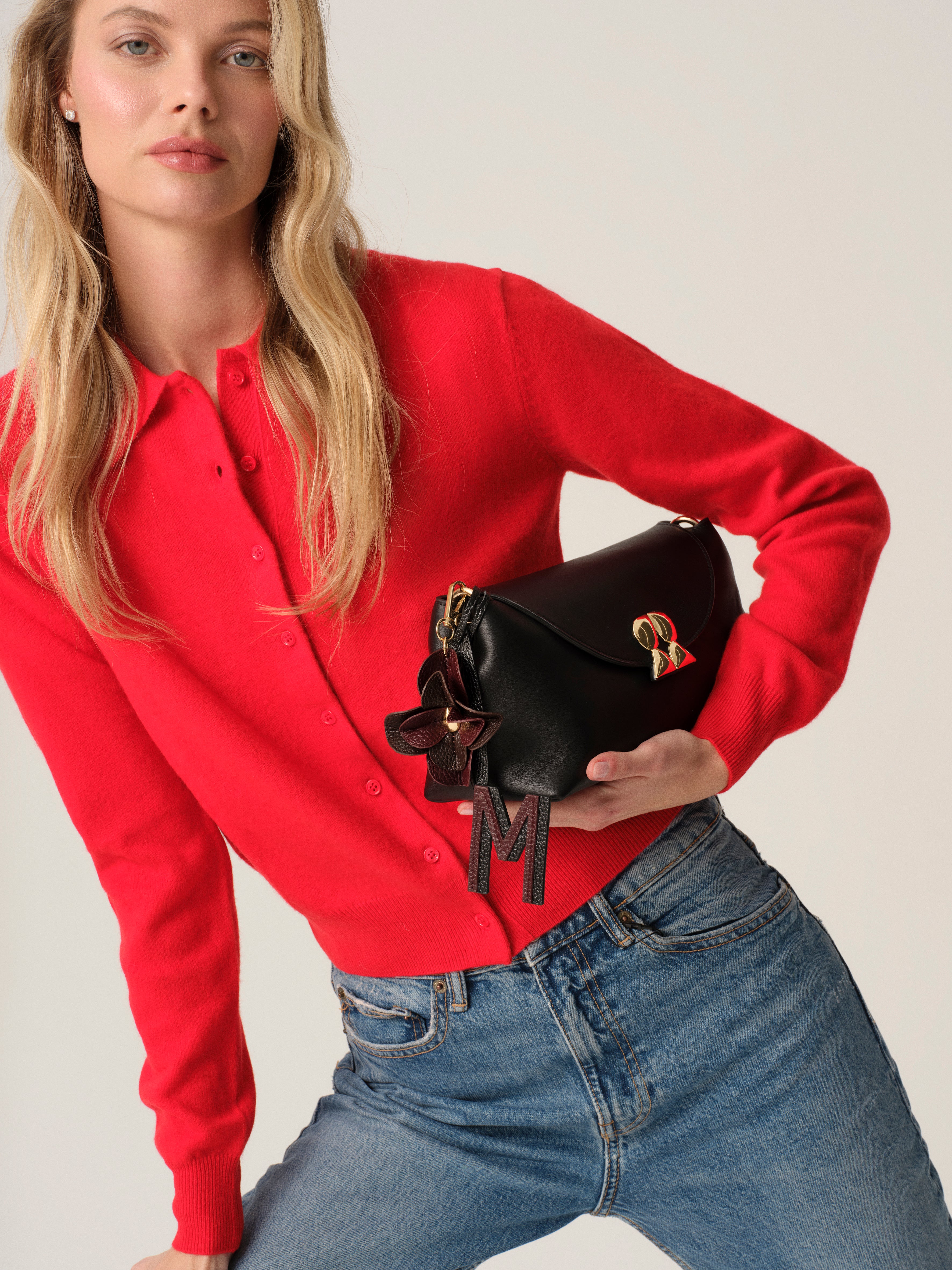 Rilu Rhea black leather bag shown in banner close-up