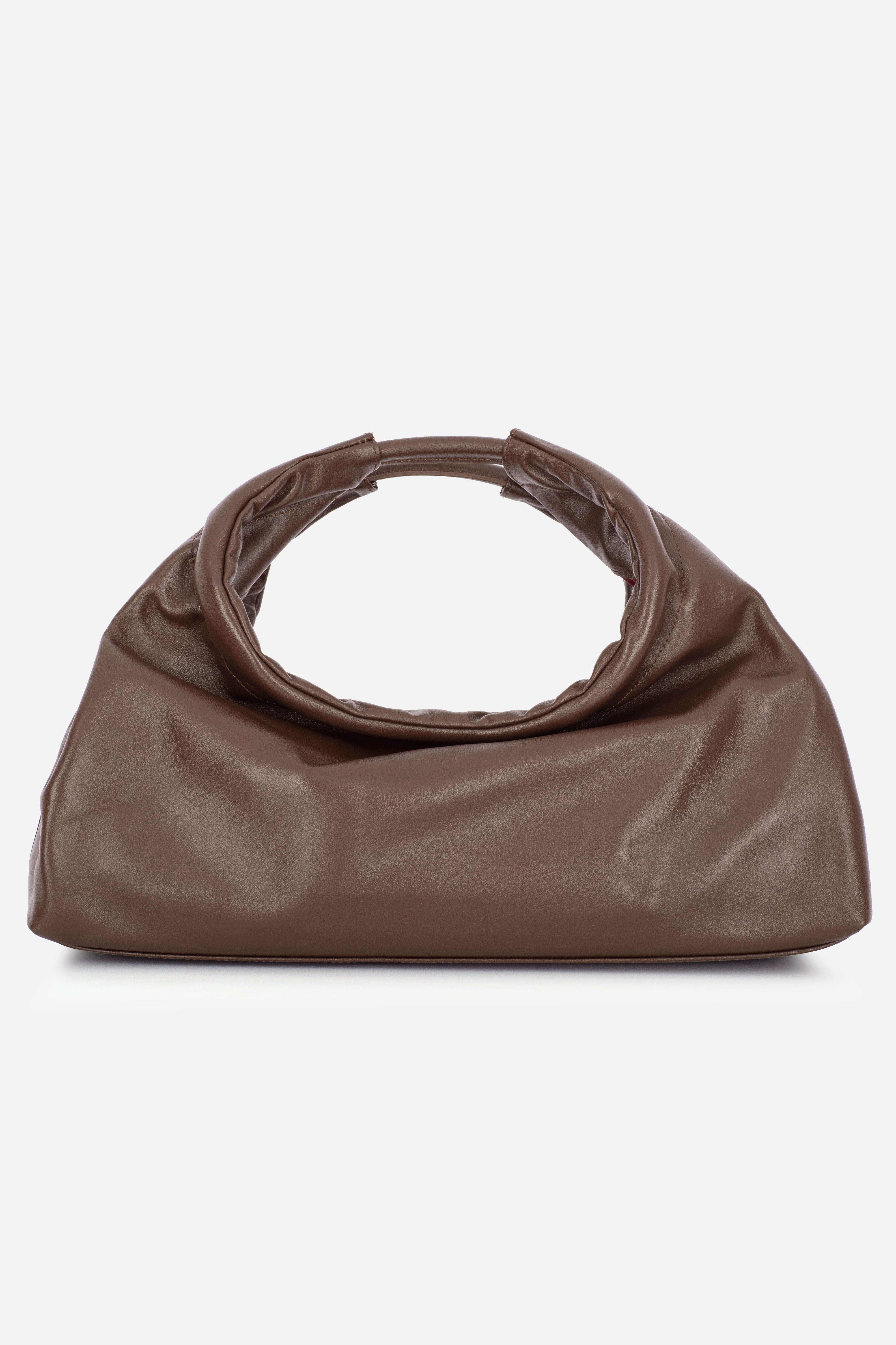Rilu Sirena espresso leather shoulder bag back view