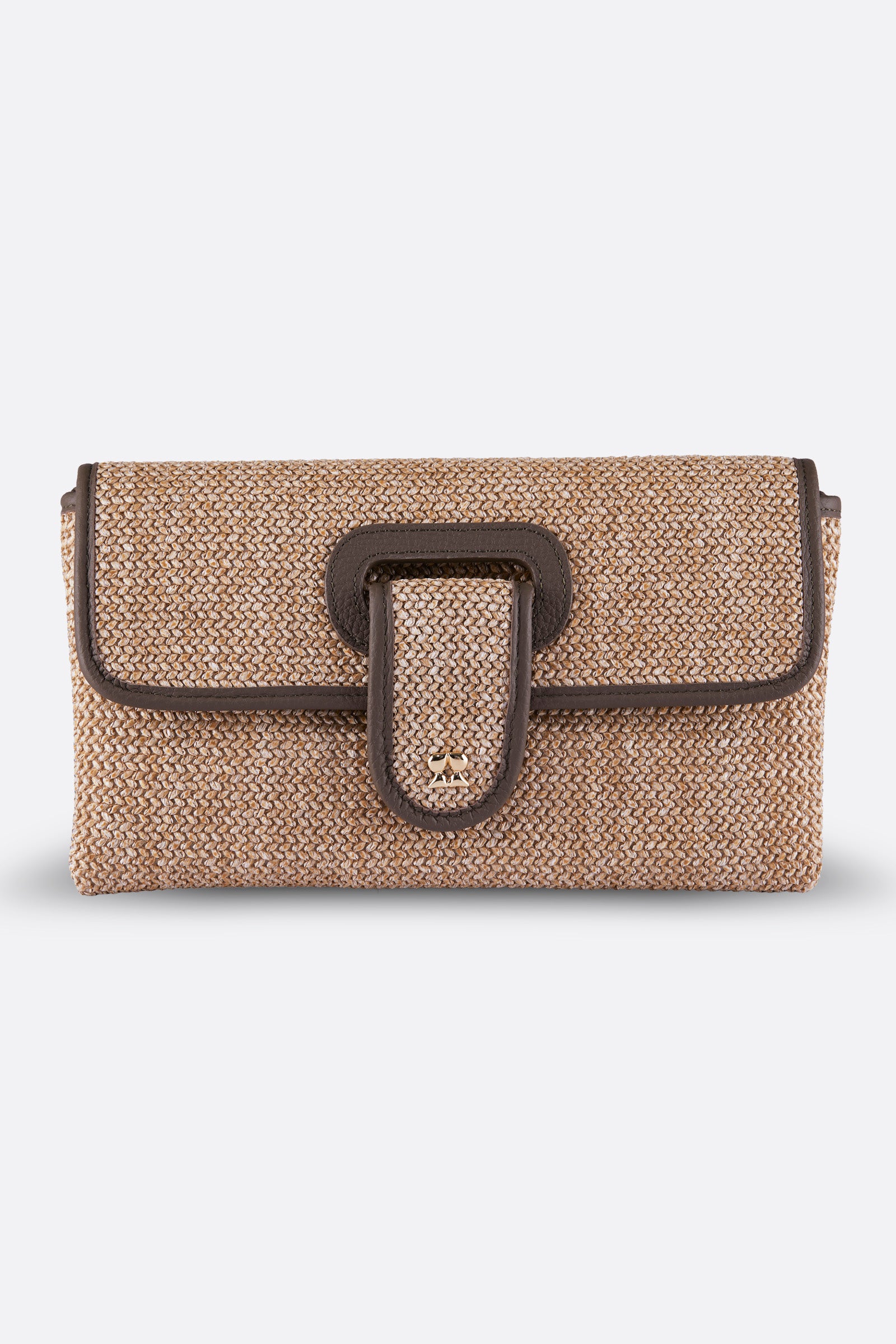 RINA MOCHA RAFFIA CLUTCH