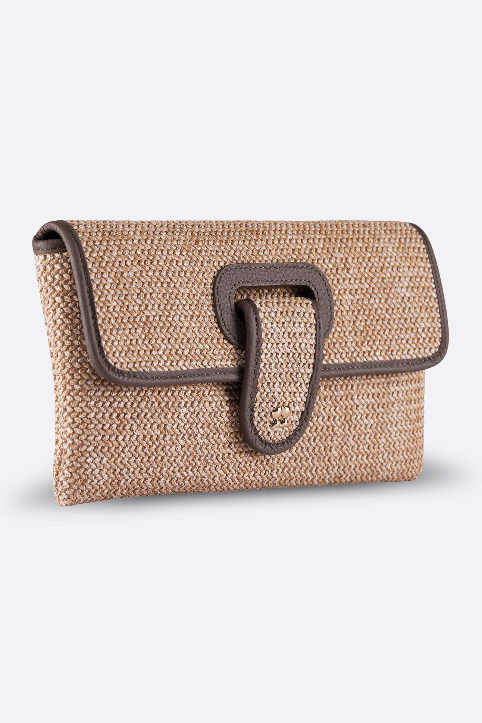 RINA MOCHA RAFFIA CLUTCH