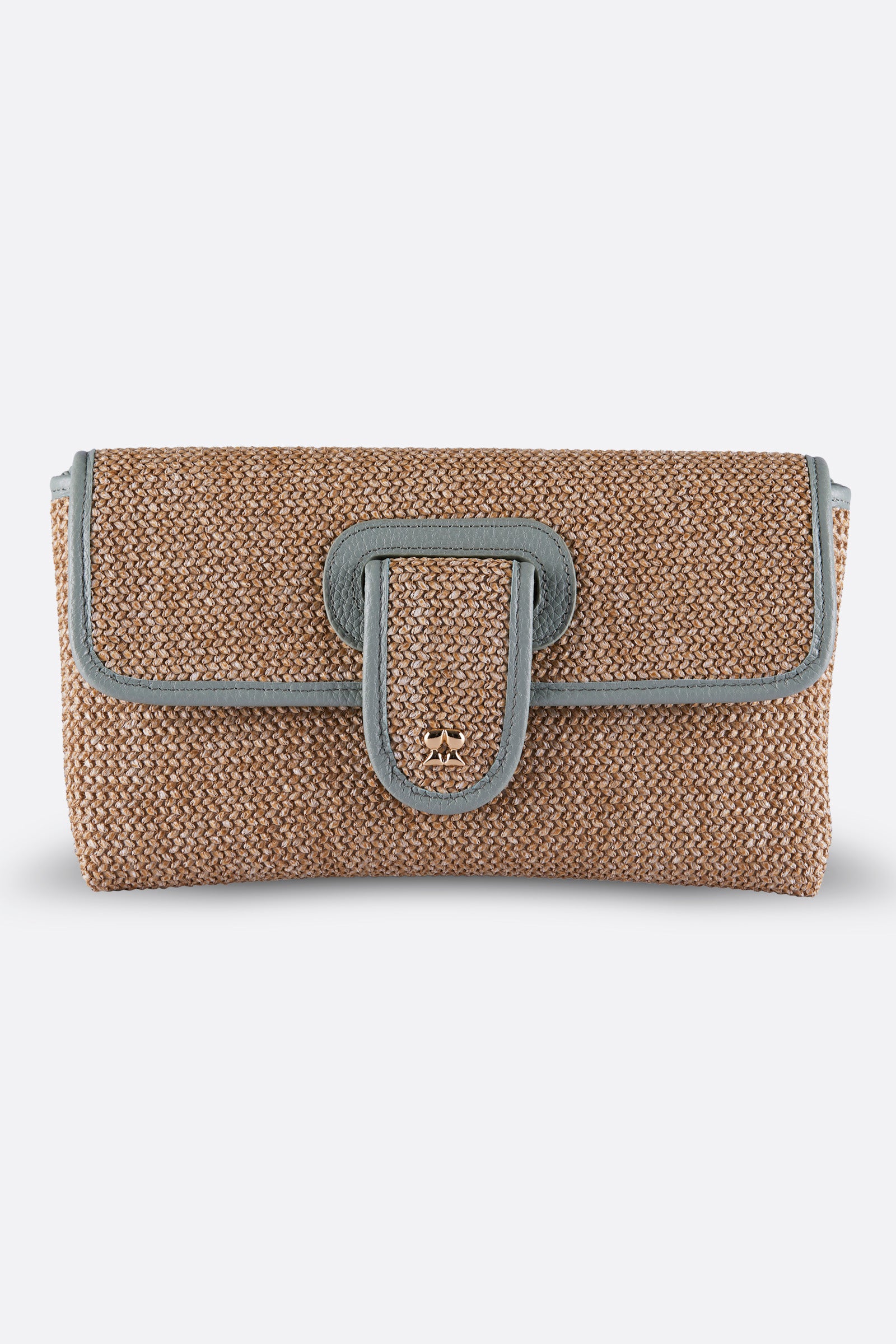 RINA MINT GREEN RAFFIA CLUTCH