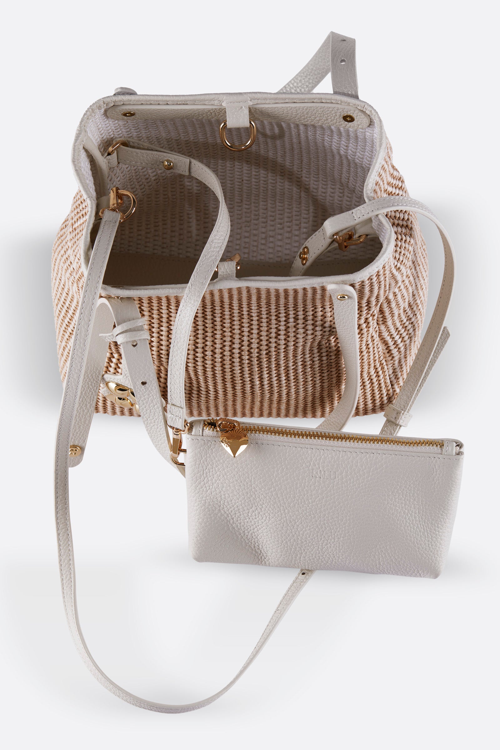 ZOEY BEIGE RAFFIA SHOULDER BAG