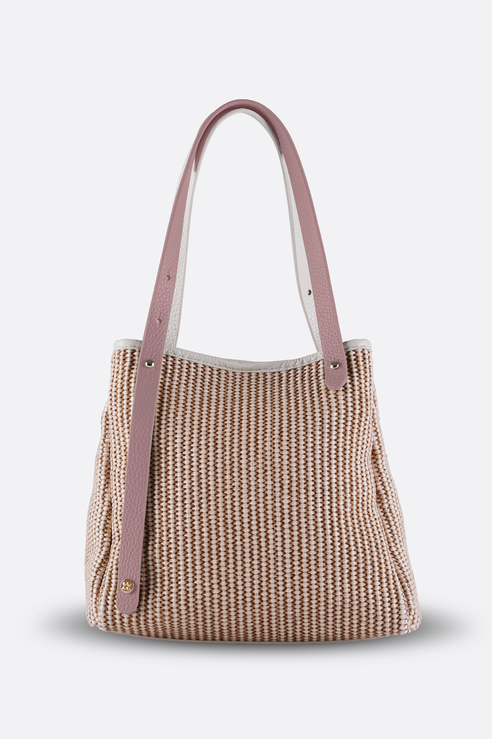 ZOEY BEIGE-DUSTY ROSE RAFFIA SHOULDER BAG