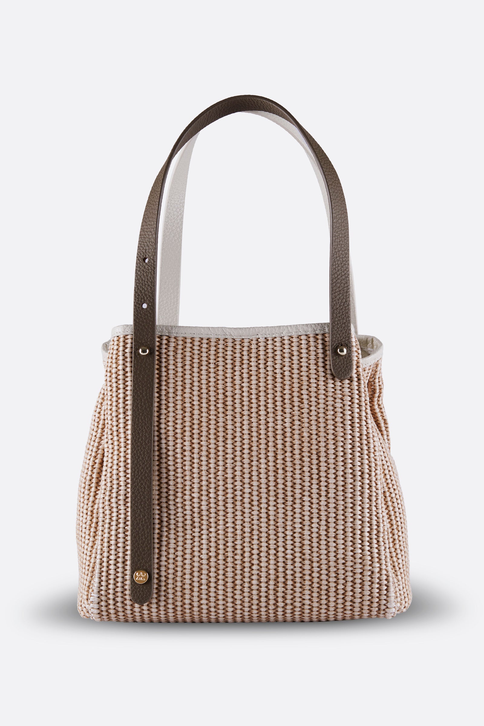 ZOEY BEIGE-MOCHA RAFFIA SHOULDER BAG
