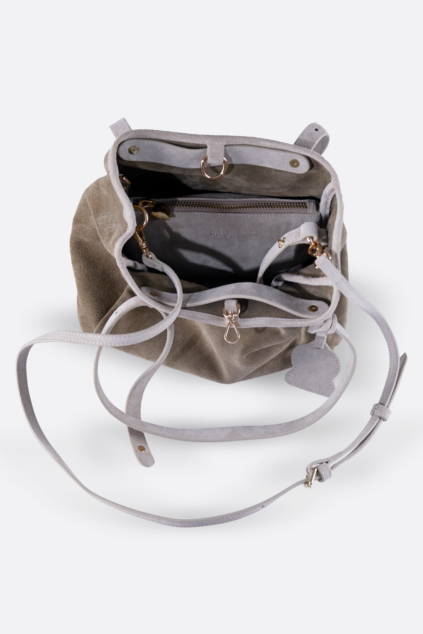 ZOEY BEIGE SUEDE-OLIVE GREEN  SUEDE RAFFIA SHOULDER BAG